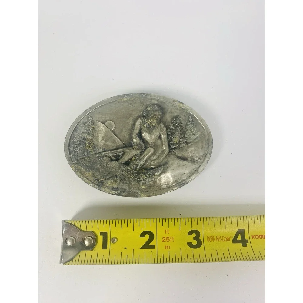 Bergamot Brass Works Downhill Skiing Belt Buckle 1984‎ Made In USA As Is